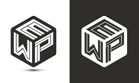 Premium Vector | Ewp letter logo design with illustrator cube logo ...