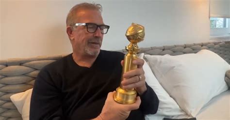 Kevin Costner Receives His Golden Globe Award in Unboxing Video