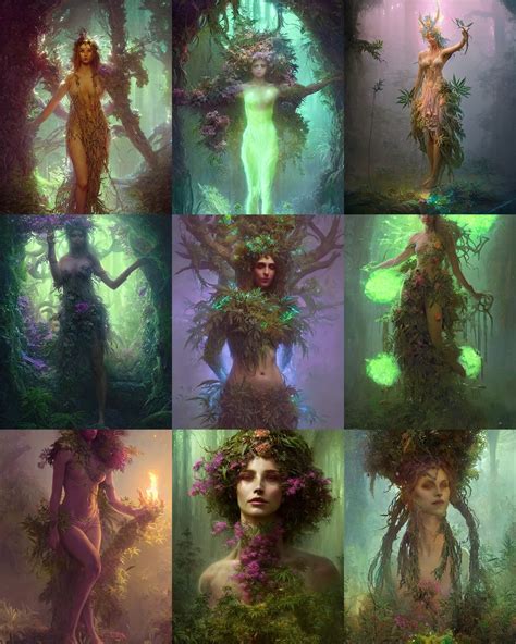 goddess of dryad, woman made of weed and trees and | Stable Diffusion ...