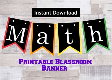 PRINTABLE Math Classroom Banner Instant Digital Download - Etsy