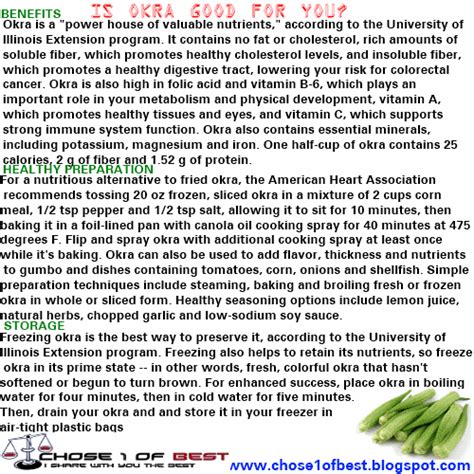 Chose1ofBest: Okra benefits - The Secret About okra benefits