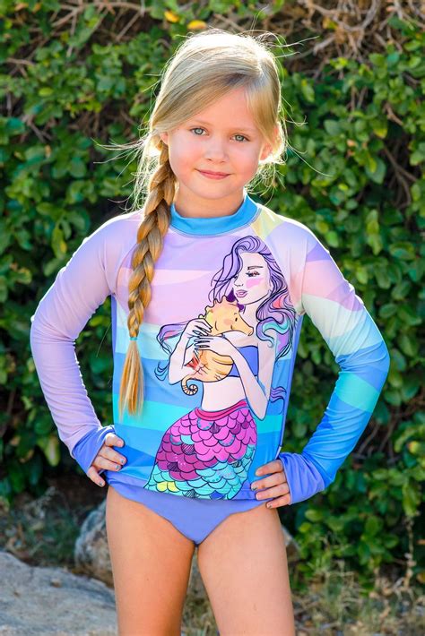 Estina - Mermaid Rash Guard Swimsuit Set | Limeapple | Girls swimsuits ...