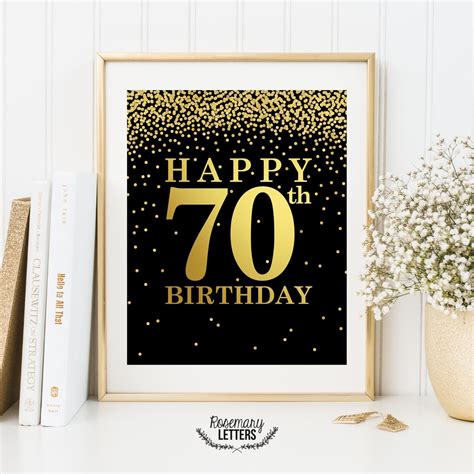 Happy 70th Birthday Print Birthday Poster 70th Birthday Etsy | Free ...