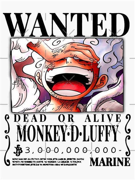 "Luffy Wanted Poster Gear 5" Sticker for Sale by Bass15 | Redbubble