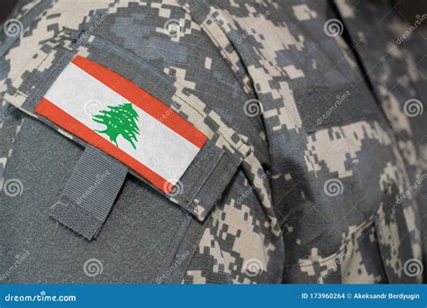 Lebanon Army Uniform Patch Flag on Soldiers Arm. Military Concept Stock ...