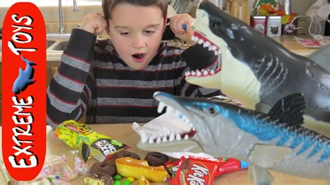 Megalodon Shark Toy Goes Crazy and Eats all the Candy! "Shark and ...