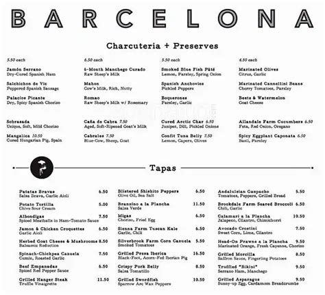 Barcelona Wine Bar South End Menu - Urbanspoon/Zomato