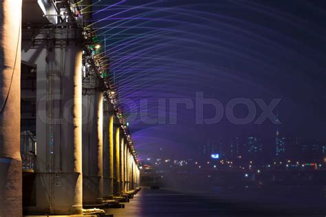 Fountain show at Banpo Bridge in Seoul | Stock image | Colourbox