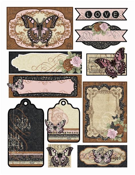 Vintage Scrapbook Designs Printable Stickers ~ 6-pk Vintage Retro Style ...