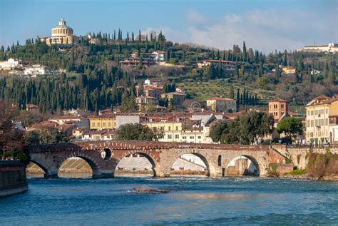 Old bridge on Adige river stock image. Image of ancient - 168307053