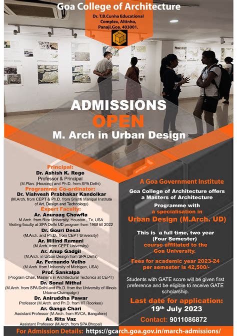 M. Arch Admissions – Goa College of Architecture