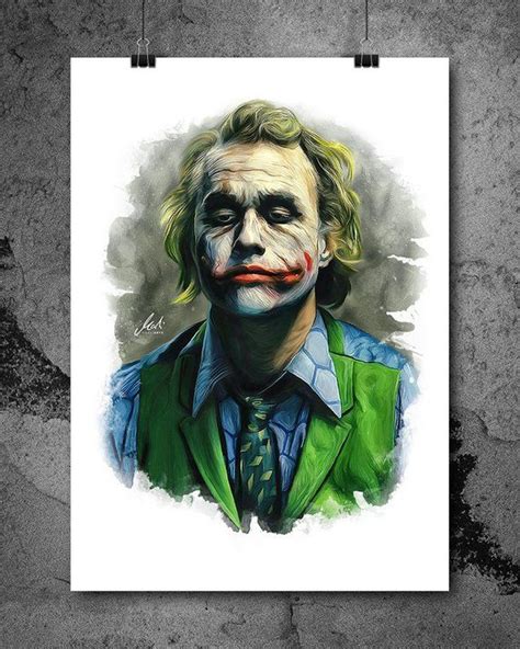 Joker, Heath Ledger, Batman, Artwork, Handmade, Printable Art, Poster ...