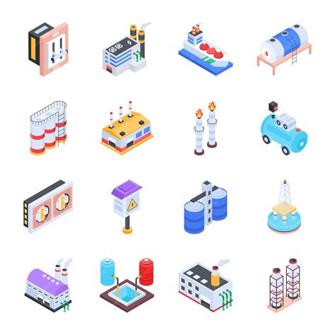 Premium Vector | Collection of Manufacturing Units Isometric Icons