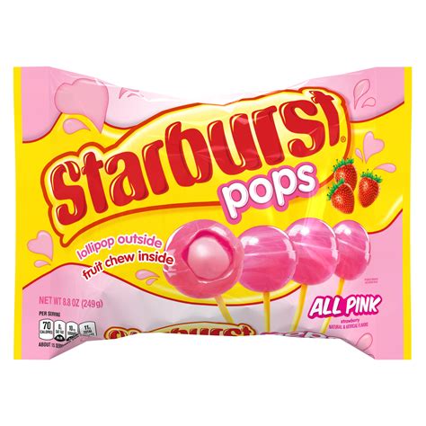 Starburst Pops All Pinks Strawberry Lollipops 8.8oz Lay Down Bag ...