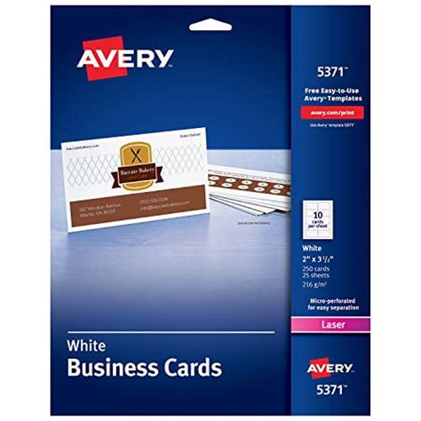 Avery Printable Business Cards, Laser Printers, 250 Cards, 2 x 3.5 ...