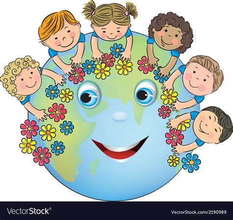 Children hugging planet Earth Contains transparent objects EPS10 ...