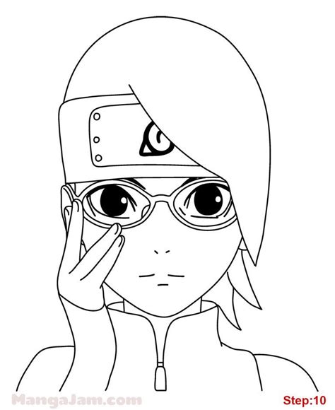 How to Draw Sarada Uchiha from Naruto - MANGAJAM.com | Naruto drawings ...