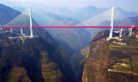 Duge Bridge over Beipan River -- world's highest bridge. Guizhou ...