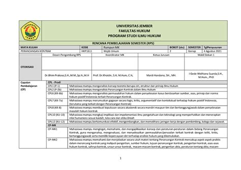 RPS Perancangan Kontrak BHIM - UNIVERSITAS JEMBER FAKULTAS HUKUM ...