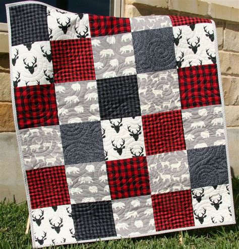 Buffalo Plaid Quilt Lumberjack Blanket Deer Baby Blanket - Etsy ...