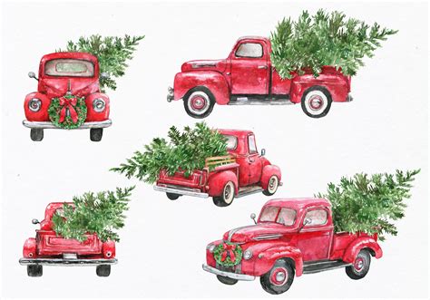 Christmas truck clipart by EphrazyDesign on @creativemarket | Christmas ...