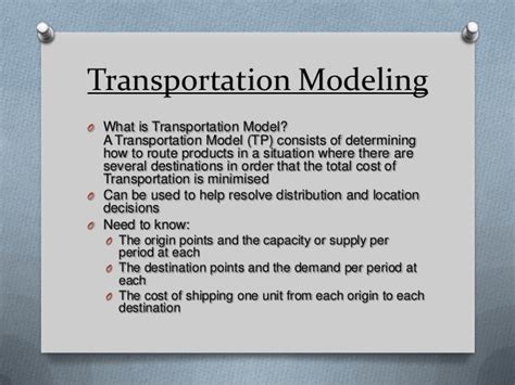 Transportation Modelling - Quantitative Analysis and Discrete Maths