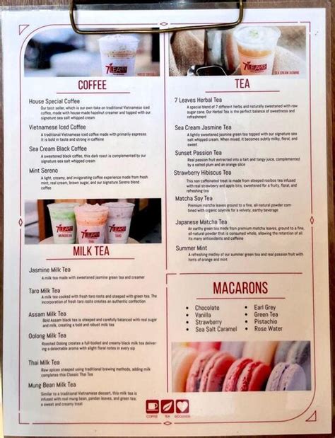 Menu at 7 Leaves Cafe, Torrance