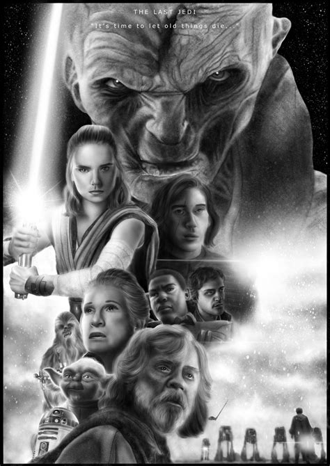 A poster style drawing I did of The Last Jedi! : r/StarWars