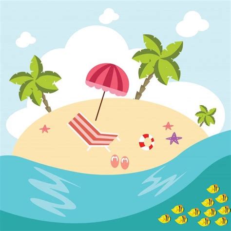 Ilustración de dibujos animados de playa... | Premium Vector #Freepik # ...