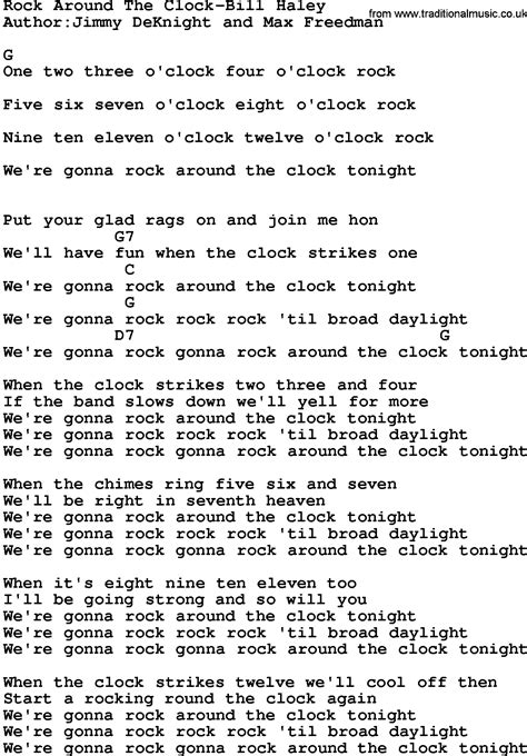 Country Music:Rock Around The Clock-Bill Haley Lyrics and Chords