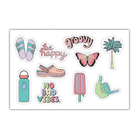 Aesthetic Stickers Mini Sticker Sheet SMALL miniature 1" x 1" Water Bo ...