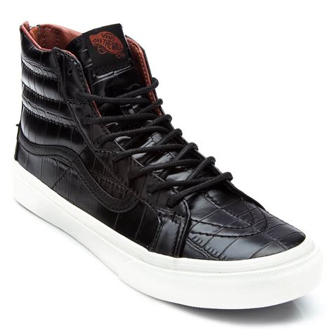 Vans SK8-Hi Slim Zip Croc Leather Shoes