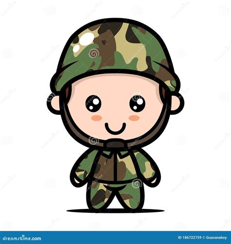 Ilustração Do Desenho Do Mascote Do Soldado Do Exército Fofo Kawaii ...