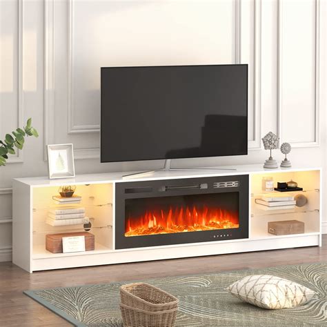 MELLCOM 79 Fireplace TV Stand With 40 Electric Fireplace, Entertainment ...