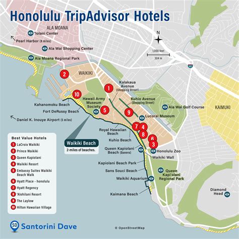 Waikiki Beach Hotels Map - Sayre Courtnay