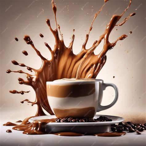 Premium AI Image | a cup of coffee with a splash of coffee in the ...