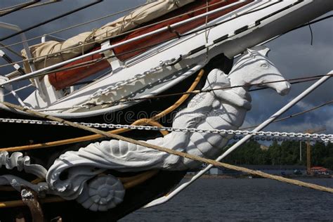 Dutch Sailing Ship Morgenster. Bow Decoration Close-up. Editorial Photo ...