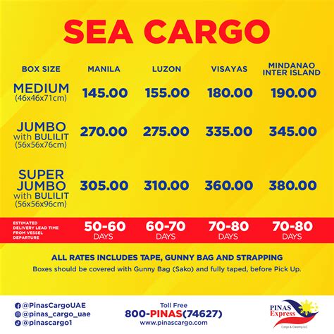 Pricing – Pinas Express | Cargo & Clearing LLC