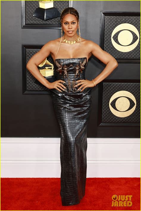 E! Host Laverne Cox Glows With Golden Makeup on Grammys 2023 Red Carpet ...