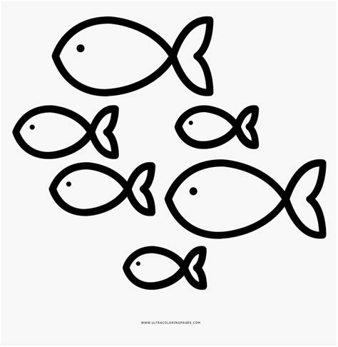 School Of Fish Coloring Page, HD Png Download - kindpng