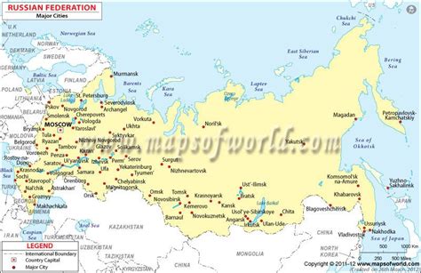 Russia Map with Cities | Cities in Russia