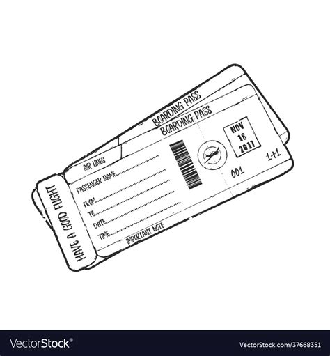 Airline boarding pass ticket design hand drawn Vector Image