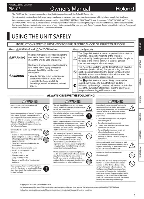 ROLAND PM-03 OWNER'S MANUAL Pdf Download | ManualsLib