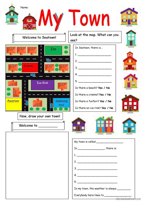 My Town worksheet pictur…: Deutsch DAF Arbeitsblätter pdf & doc