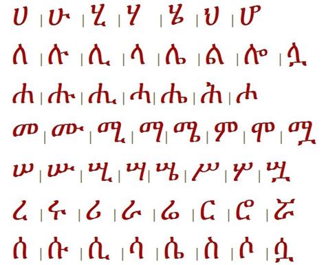 Language: This is the Amharic alphabet. Amharic is the official ...