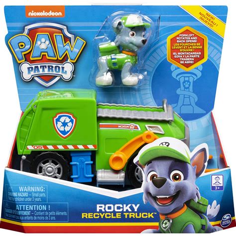 Paw Patrol Rocky’s Recycling Truck Vehicle with Collectible Figure 201 ...