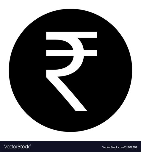 Inr indian rupee sign symbol black isolated Vector Image