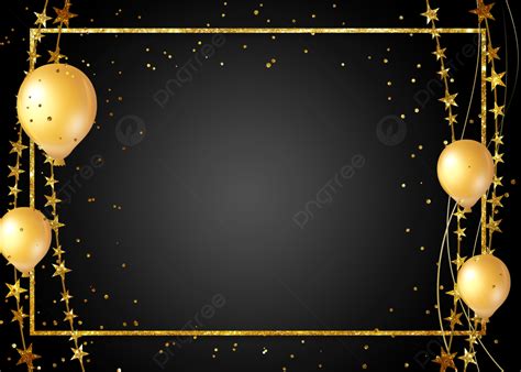 Birthday Celebration Black Gold Background Stars Decorative Balloons ...