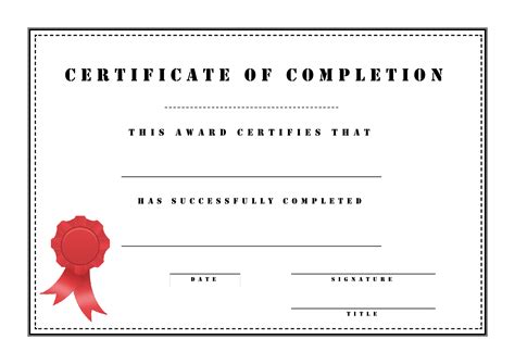 Kostenloses Certificate Of Completion template