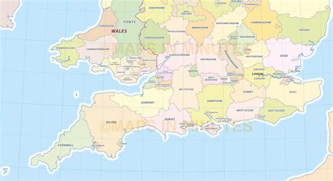 Digital UK Simple County Administrative map @5,000,000 scale. Royalty ...